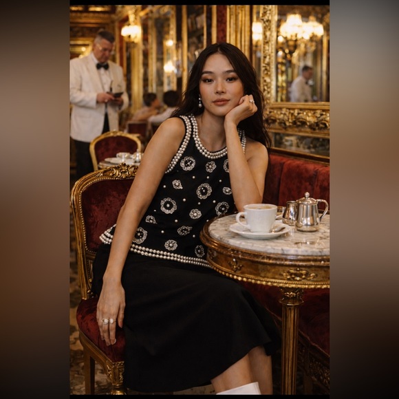 Anthropologie NWMaeve 3D Flower Pearl Top size S. - Picture 3 of 16